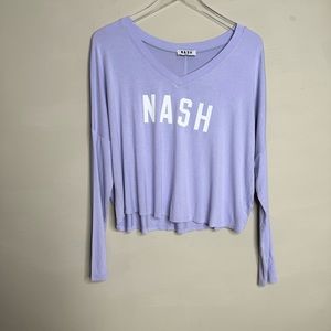 Nash Purple Shirt Scoop Long Sleeve Cropped Oversize top